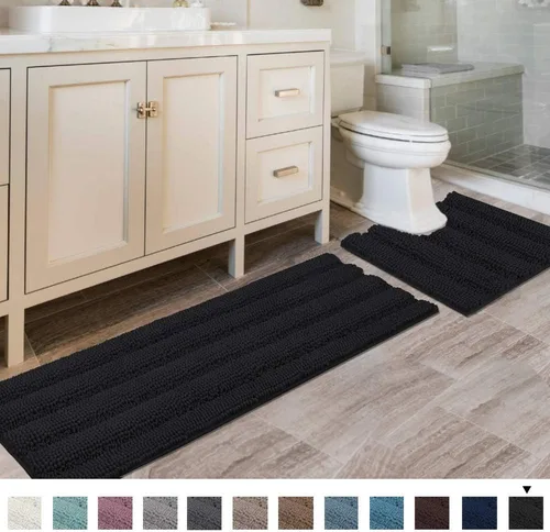 Miniatura 156 de H.VERSAILTEX - Alfombras de baño, juego de 2 piezas, alfombra de contorno para baño, juego de alfombras para inodoro, alfombra antideslizante