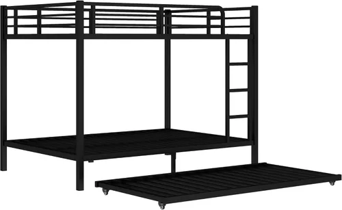 Miniatura 4 de Bellemave Litera de metal con nido, litera individual sobre matrimonial con barandilla y escalera para niños/adolescentes, adultos, no necesita
