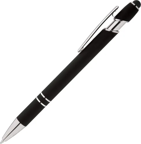 Miniatura 4 de Express Pencils Bolígrafo Rainbow de goma suave al tacto con punta de lápiz capacitivo, un elegante bolígrafo de metal premium, tinta negra, punta