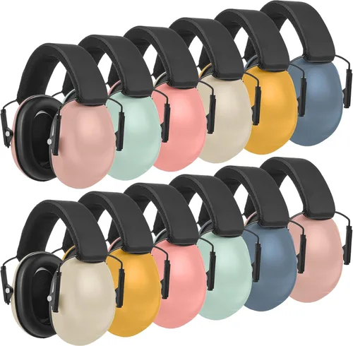 Miniatura 11 de Amylove 12 unidades de protección auditiva para adultos y niños, auriculares con cancelación de ruido, orejeras de tiro a granel con reducción