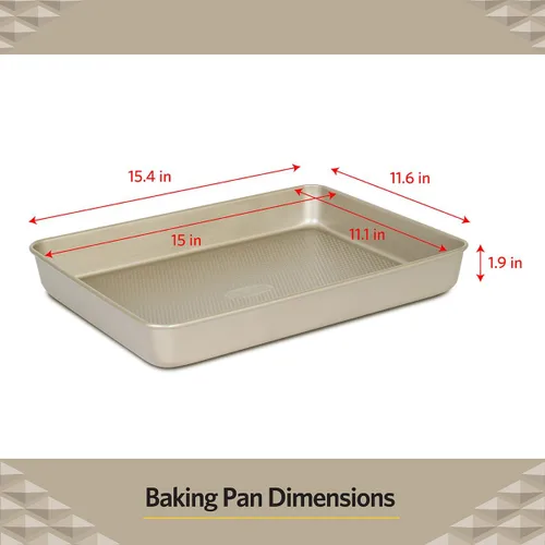 Miniatura 2 de Glad Molde para hornear antiadherente, plato de metal oblongo, para pasteles y lasaña, utensilios para hornear de acero al carbono resistente