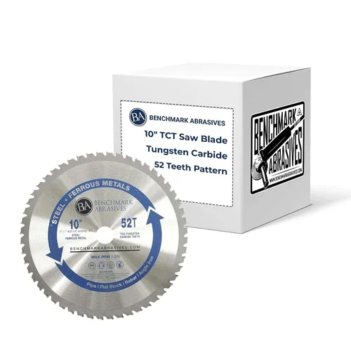 Benchmark Abrasives TCT Hoja de sierra circular de 10 pulgadas, hojas de sierra de corte de metal con punta de carburo de tungsteno para cortar