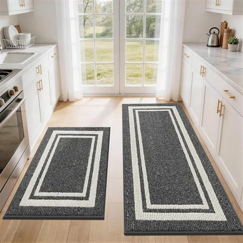 Miniatura 30 de COSY HOMEER Tapete de cocina antideslizantes, absorbentes para el piso, alfombra de cocina lavable, tapete de pie para fregadero, alfombra de Beige