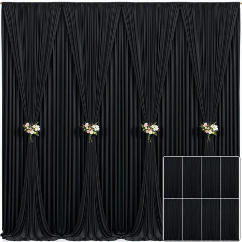 Miniatura 44 de Cortina de fondo beige de 10x10 para bodas y fiestas, cortina de fondo beige sin arrugas para fotos, cortinas de fondo para decoración de baby Gris