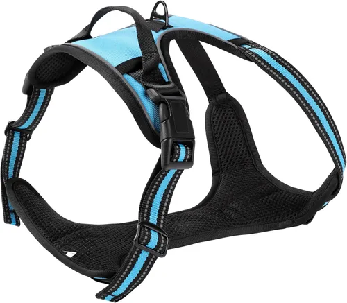Miniatura 2 de Arnés azul para perro sin tirones con 2 clips para correa, chaleco acolchado suave para perros grandes, chaleco reflectante ajustable para perro