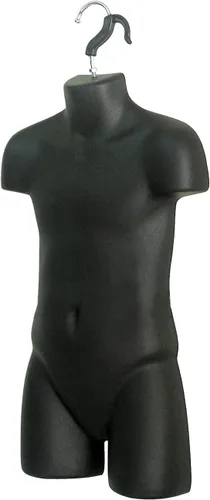 Miniatura 5 de Juego de maniquí negro con espalda hueca para niños y niños pequeños con soporte de metal, poste de metal y ganchos para colgar para encimera