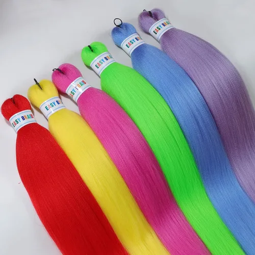 Miniatura 5 de Ms Aloe Cabello trenzado colorido preestirado, pelo trenzado multicolor, pelo trenzado suave sin nudos, 26 pulgadas, paquete de 6 unidades, cabello