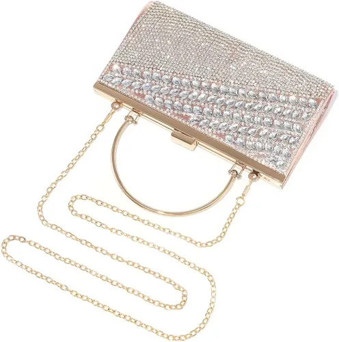 Miniatura 6 de Yokawe Bolso de mano con cristales brillantes para mujer bolso de noche con borla de diamantes de imitación para bodas fiestas bailes cócteles