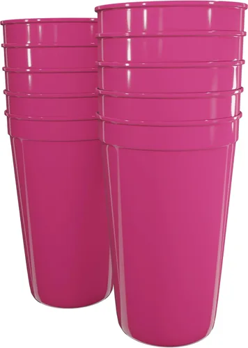Miniatura 25 de PartyPrints Paquete de 100 vasos de plástico en blanco reutilizables de 10 a 12 onzas, vasos de estadio a granel, sin BPA, aptos para lavavajillas