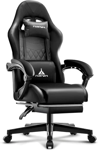 Miniatura 7 de Silla para Videojuegos, Silla de Oficina Ergonómica con Masaje, Asiento de Computadora con Reposapiés, Cojín de Muelles de Bolsillo, Silla
