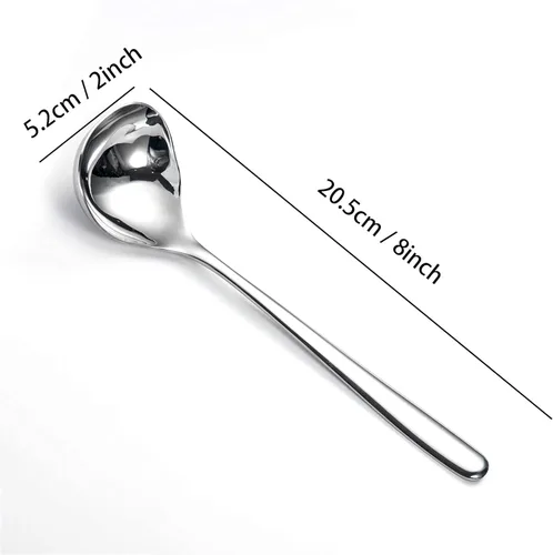 Miniatura 3 de IMEEA Cucharón de acero inoxidable de 8 pulgadas con mango largo, cucharón pequeño para salsa, aderezo y coberturas, juego de 4