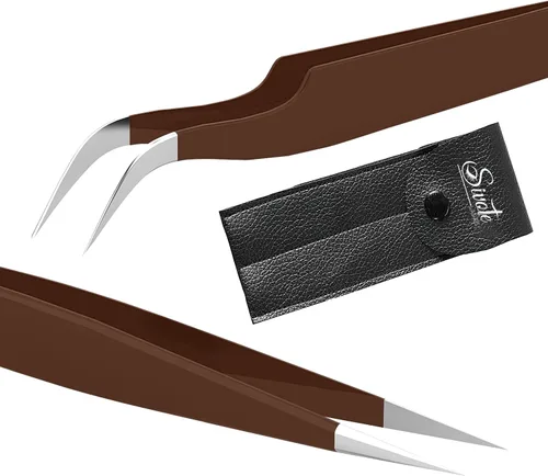 Miniatura 8 de SIVOTE Pinzas de pestañas para extensiones de pestañas para volumen, aislamiento y pestañas clásicas, paquete de 6, negro y rosa