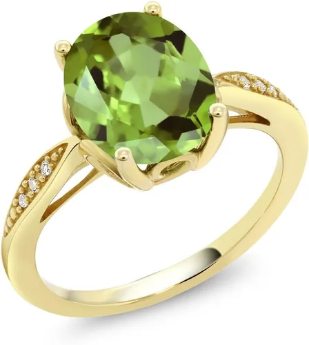 Miniatura 40 de Gem Stone King Anillo de compromiso de oro amarillo de 14 quilates de 2-3 quilates con piedra preciosa ovalada de 0.394 x 0.315 in y diamantes