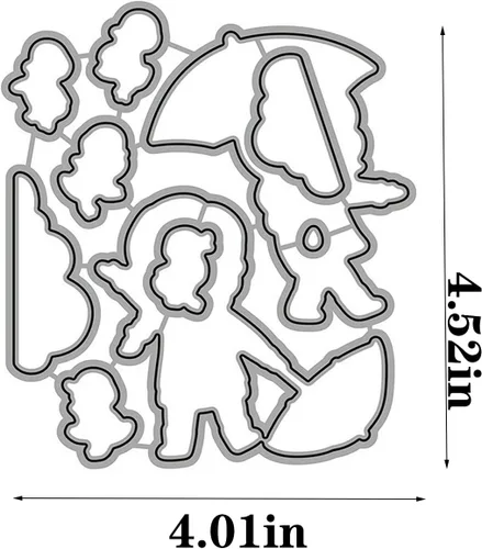 Miniatura 2 de Rainy Girl - Juego de sellos y troqueles transparentes para hacer tarjetas, plantillas cortadas para álbumes de recortes, álbum de fotos, papel