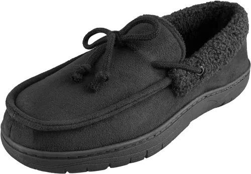Hanes, pantufla tipo mocasín para hombre con suela de espuma viscoelástica para uso en interiores y exteriores, y protección contra olores.