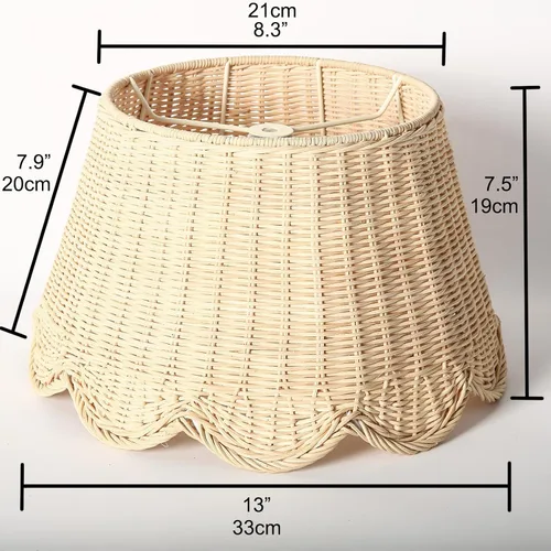 Miniatura 6 de Lámpara colgante enchufable con bordes ondulados, luces colgantes de ratán con cable enchufable de 15 pies de cuerda de cáñamo, interruptor