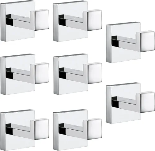 Miniatura 16 de Ganchos para toallas para baños, gancho negro mate para toallas de cocina y baño, gancho de acero inoxidable SUS304, ganchos resistentes para colgar