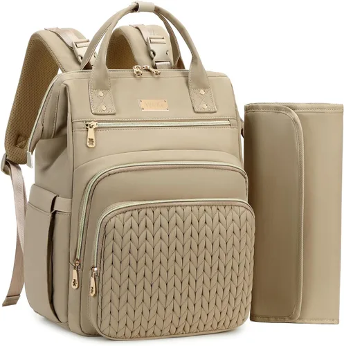 Miniatura 12 de AIJIEKE Bolsa de pañales, mochila grande para pañales de bebé de gran apertura, bolsa de viaje multifuncional para bebé, bolsa de pañales con Púrpura