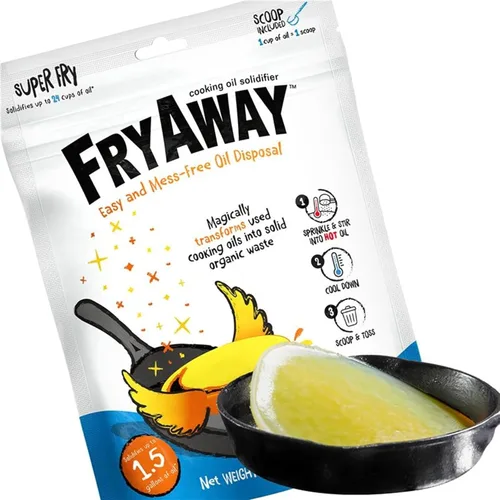 Miniatura 10 de FryAway Solidificador de aceite de cocina para freír, solidifica hasta 8 tazas, solidificador de aceite de cocina a base de plantas, polvo que Pan