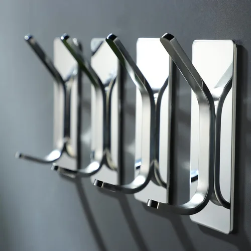 Taozun Ganchos para toallas de plata pulida 4 piezas Ganchos adhesivos de acero inoxidable para colgar en la pared para baño, ganchos de pared