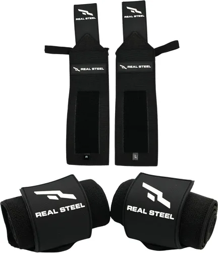 Muñequeras de acero real para levantamiento de pesas, hombres y mujeres, bandas de gimnasio de 24 pulgadas con bucle para el pulgar, correas de