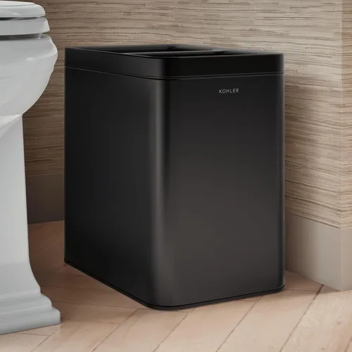 Miniatura 2 de KOHLER K-31315-BST - Bote de basura de dos compartimentos con tapa abierta de 22 litros, acero inoxidable negro