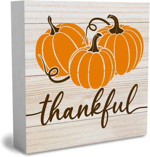 Miniatura 7 de Cartel rústico de madera de Acción de Gracias, caja de madera decorativa de otoño, bonita caja de madera decorativa para pared, escritorio, hogar