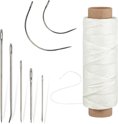 Miniatura 13 de Pimoys Hilo Encerado de 55 Yardas con 7 Agujas de Cuero para Costura a Mano Hilo Encerado Plano 150D Agujas de Reparación de Cuero para Coser Verde