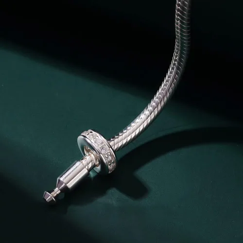 Miniatura 53 de 925 plata esterlina espaciador encanto grano con CZ transparente para pulseras Pandora Charms