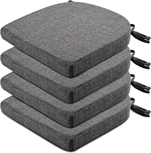 Miniatura 14 de Wellsin Cojines para sillas de comedor, 4 unidades, cojines para sillas de cocina con lazos y base antideslizante, almohadillas para sillas de Azul