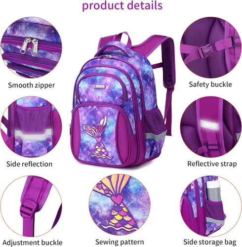 Miniatura 3 de Mochila infantil para niñas, preescolar, primaria, kínder, 15.6 pulgadas, multifuncional, bonita gran capacidad