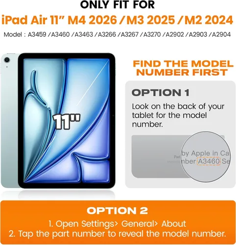 Miniatura 2 de SEYMAC stock Funda protectora para iPad Air de 11 pulgadas M3 2025/M2 2024 (Air 7ª/6ª generación), funda resistente con protector de pantalla