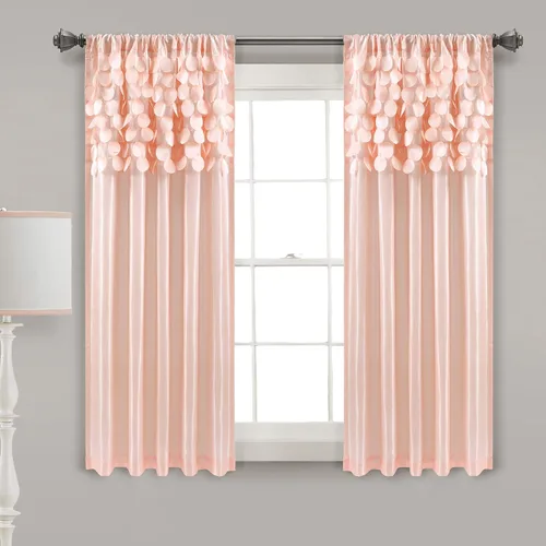 Lush Decor - Juego de cortinas Circle Dream para sala de estar, comedor, dormitorio (par), 54 pulgadas de ancho x 63 pulgadas de largo, color rosa