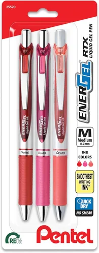 Miniatura 8 de Pentel EnerGel RTX - Bolígrafo retráctil de gel líquido, Cambio de Tono, 0.7mm, Tinta Sépia, Marrón y Borgoña, Paquete de 3 Bolígrafos (BL77CHABP3M)