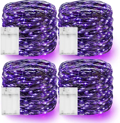 Miniatura 8 de Dazzle Bright - Guirnalda de luces de hadas de Halloween, 60 luces LED de 20 pies de alambre de cobre a batería y resistente al agua, decoraciones