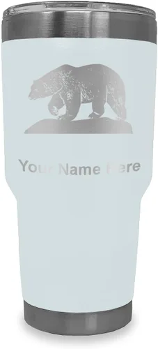 Miniatura 9 de LaserGram Vaso aislado al vacío de 20 onzas, oso polar, grabado personalizado incluido (negro)