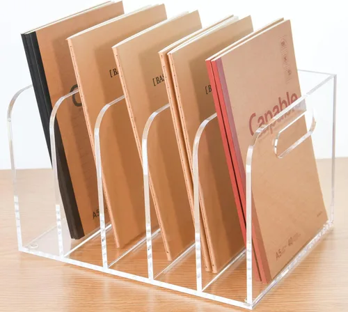 Organizadores de acrílico transparente, 5 compartimentos verticales, organizador de carpetas acrílicas y organizador de archivos, contenedores de