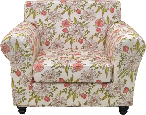 Miniatura 24 de KRFOONN - Fundas elásticas de 4 piezas para sillón y sofá, funda con estampado y 3 fundas independientes para cojines de asiento, lavables, Color01