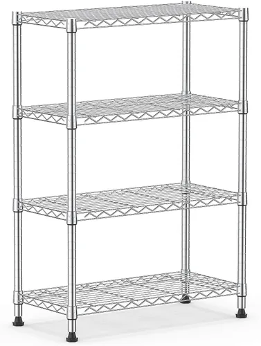 Miniatura 8 de MZG - Estantería de almacenamiento de 4 niveles de 1000 libras, organizador de acero para el hogar, cocina, oficina, cromo