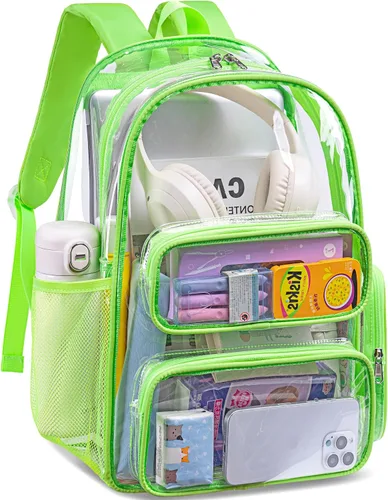 Miniatura 162 de CAMTOP Mochila transparente resistente y transparente para estudiantes, escuela, trabajo, festival, viajes, deportes, Beige, Mediana, Camtop Mochila