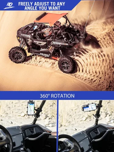 Miniatura 3 de ZIDIYORUO Soporte de teléfono UTV para barra antivuelco de 1.75 a 2 pulgadas, soporte de teléfono UTV de rotación de 360° con 8 garras, soporte