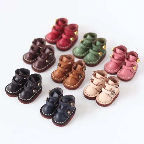 Miniatura 2 de Botas de cuero de vaca hechas a mano zapatos para OB11, Molly, GSC, 1/12 BJD muñeca accesorios (rosa)