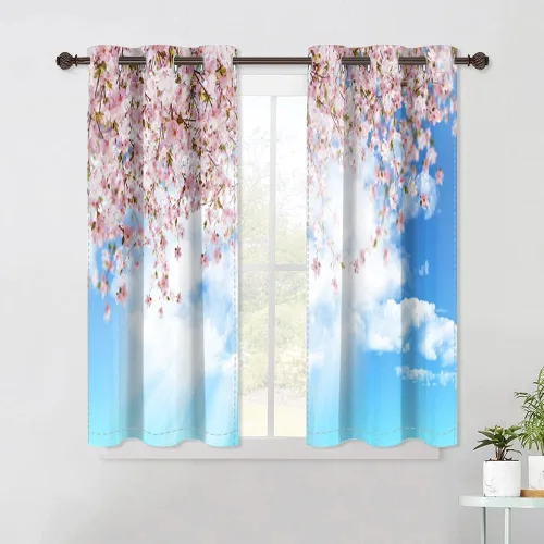 Miniatura 94 de Cortinas japonesas con pintura de tinta, monte Fuji, sol rojo, puesta de sol, hojas de bambú, cortinas de ventana para dormitorio, sala de estar