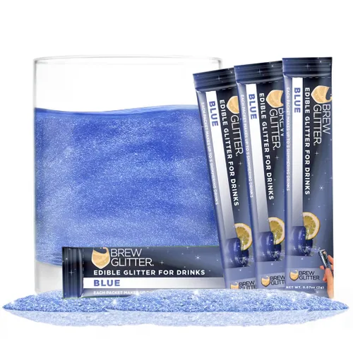 Miniatura 14 de Brew Glitter - Purpurina comestible para bebidas, cócteles, cerveza, adornar bebidas Certificado Kosher y Halal 100% comestible y de grado Azul