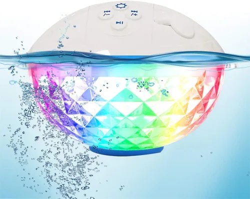 Miniatura 8 de Altavoces Flotantes de Piscina con Luces Coloridas, Altavoz Inalámbrico Bluetooth para Piscina Flotante IP68 Impermeable, Micrófono Integrado