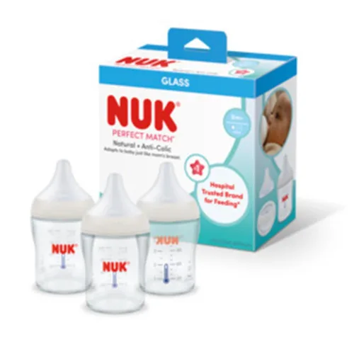 Miniatura 14 de NUK Perfect Match 2 en 1 Biberón Natural y Anticólicos con Flujo Lento, Tetina Ancha y Adaptable, 5 oz, Paquete de 2