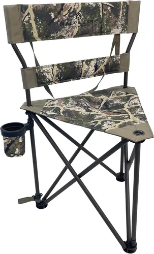 Miniatura 10 de Black Sierra XL - Taburete de caza con trípode plegable con marco de acero soporta 300 libras, silla de pesca resistente con soporte para tazas
