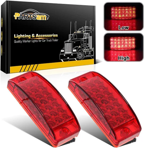Partsam 2 luces LED rectangulares rojas de 6 pulgadas y luces de remolque de holgura, 21 diodos con reflectores, impermeables, 12 V, selladas, 6 x