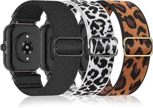 Bolesi Correas elásticas de nailon compatibles con Amazfit Active 2 (cuadradas)/Active 3 Premium/Active, paquete de 3 correas deportivas de repuesto
