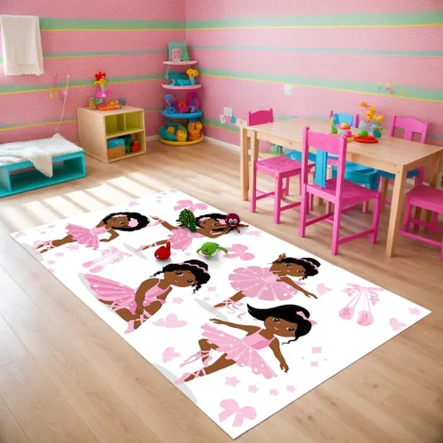 Miniatura 57 de Alfombra de área para dormitorio de niñas negras africanas, alfombra para sala de estar, sala de juegos, azul, lindo anime de dibujos animados